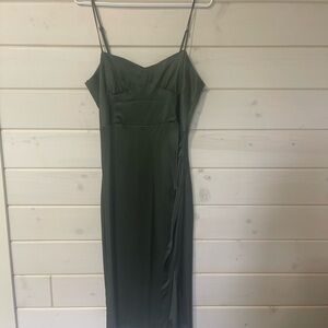 Zara Green Slip Midi Dress Spaghetti Strap Sweetheart